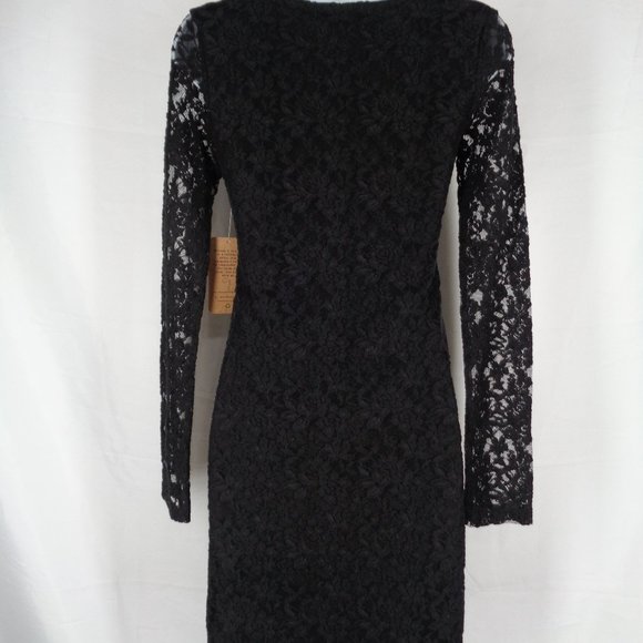 Threads 4 Thought Black Lace Bodycon Dress Sustainable, Organic Cotton - Picture 2 of 7